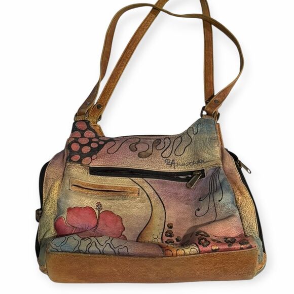 ANUSCHKA Women’s Multicolor Hand-Painted Genuine Leather Shoulder Bag - Picture 2 of 6